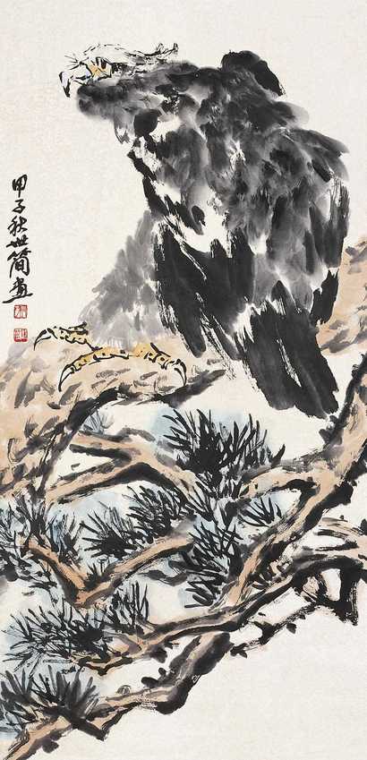 张世简 松鹰图 立轴